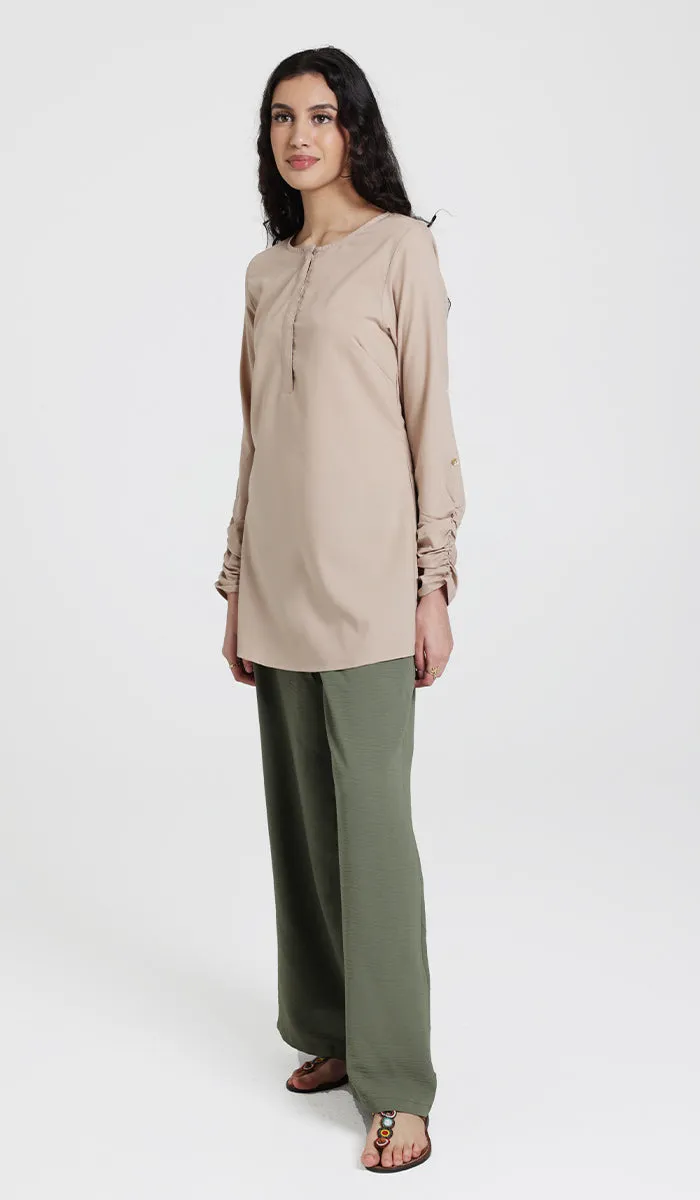 Falisha Cotton Feel Long Modest Tunic  - Mocha