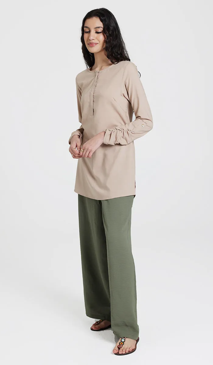 Falisha Cotton Feel Long Modest Tunic  - Mocha