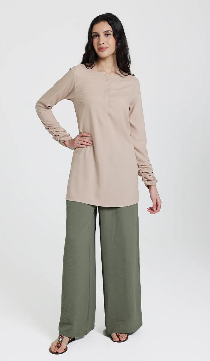 Falisha Cotton Feel Long Modest Tunic  - Mocha