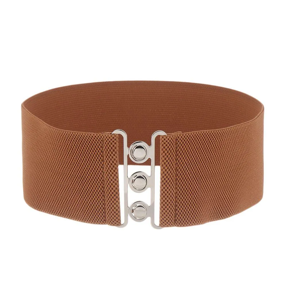 Fashion Casual Ladies Stretch Dress Cummerbands Waist Band Metal Buckle Waistband Wide Elastic Belt