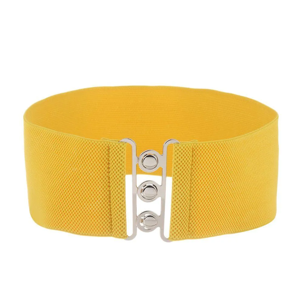 Fashion Casual Ladies Stretch Dress Cummerbands Waist Band Metal Buckle Waistband Wide Elastic Belt