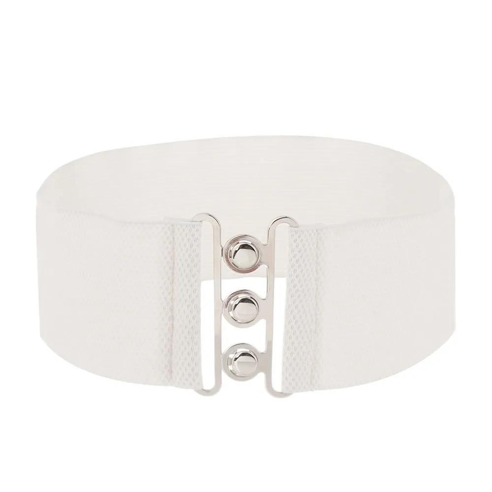 Fashion Casual Ladies Stretch Dress Cummerbands Waist Band Metal Buckle Waistband Wide Elastic Belt