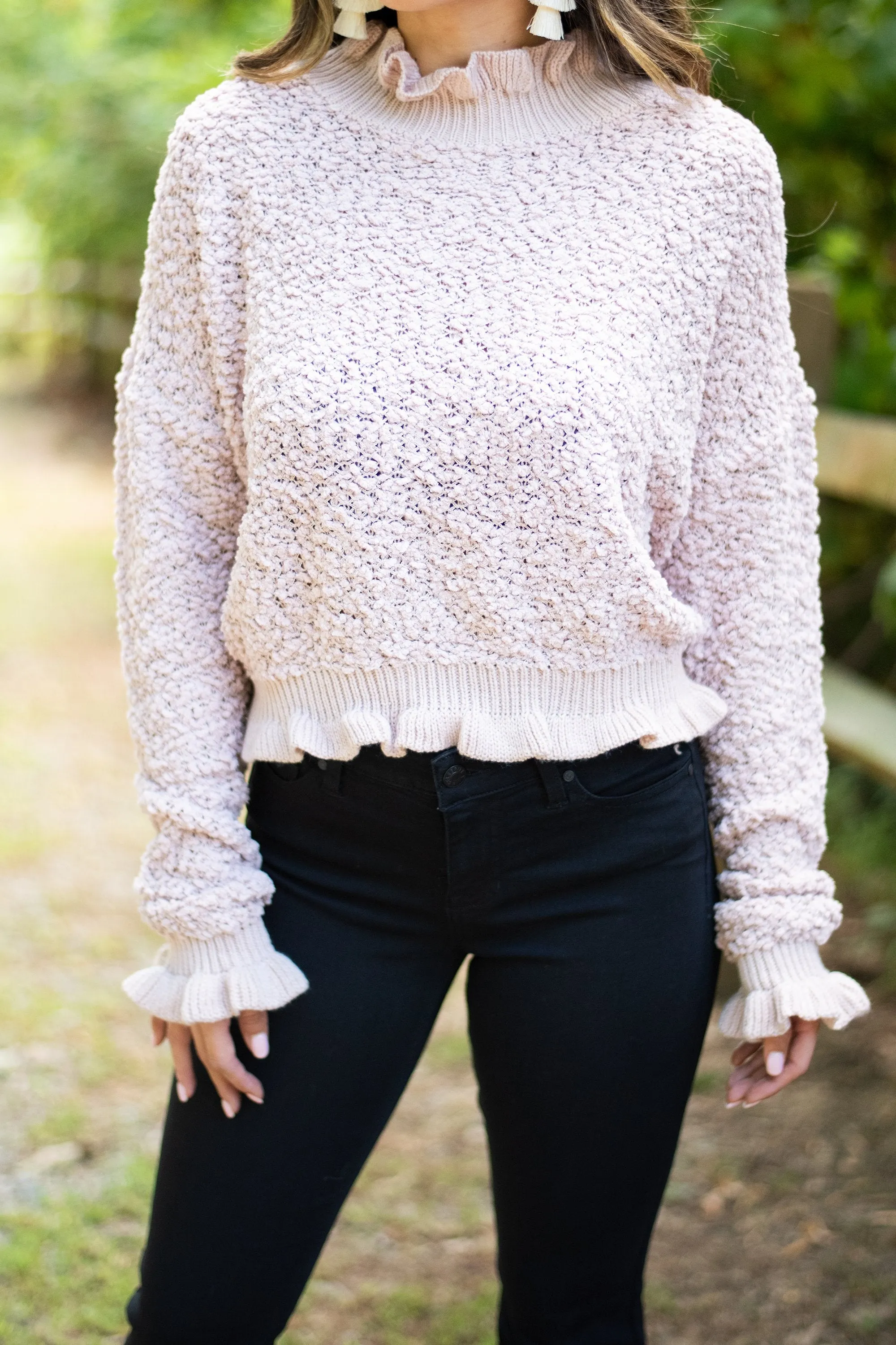 Feeling Feminine Rose Dust Pink Popcorn Sweater