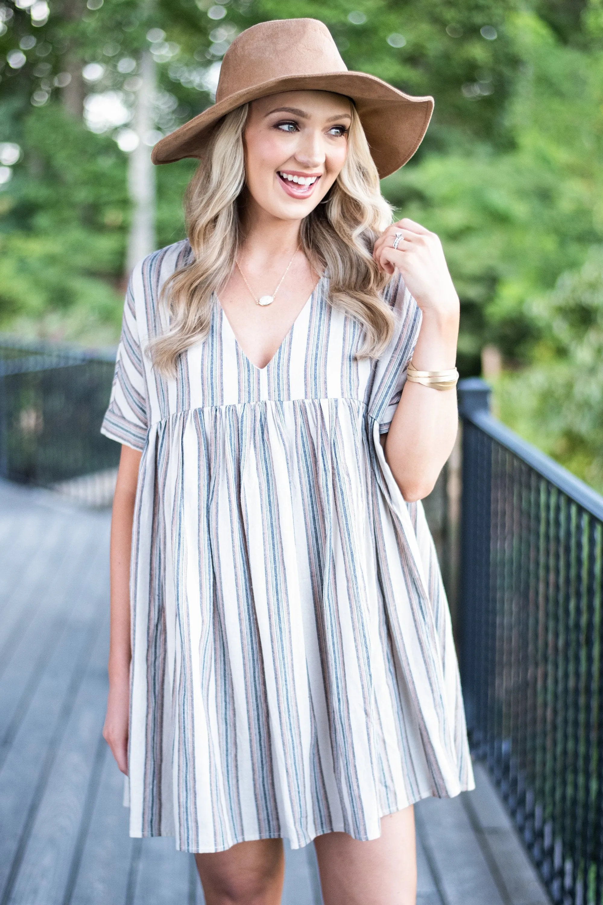 Find Your Own Happy Ivory White Striped Dress