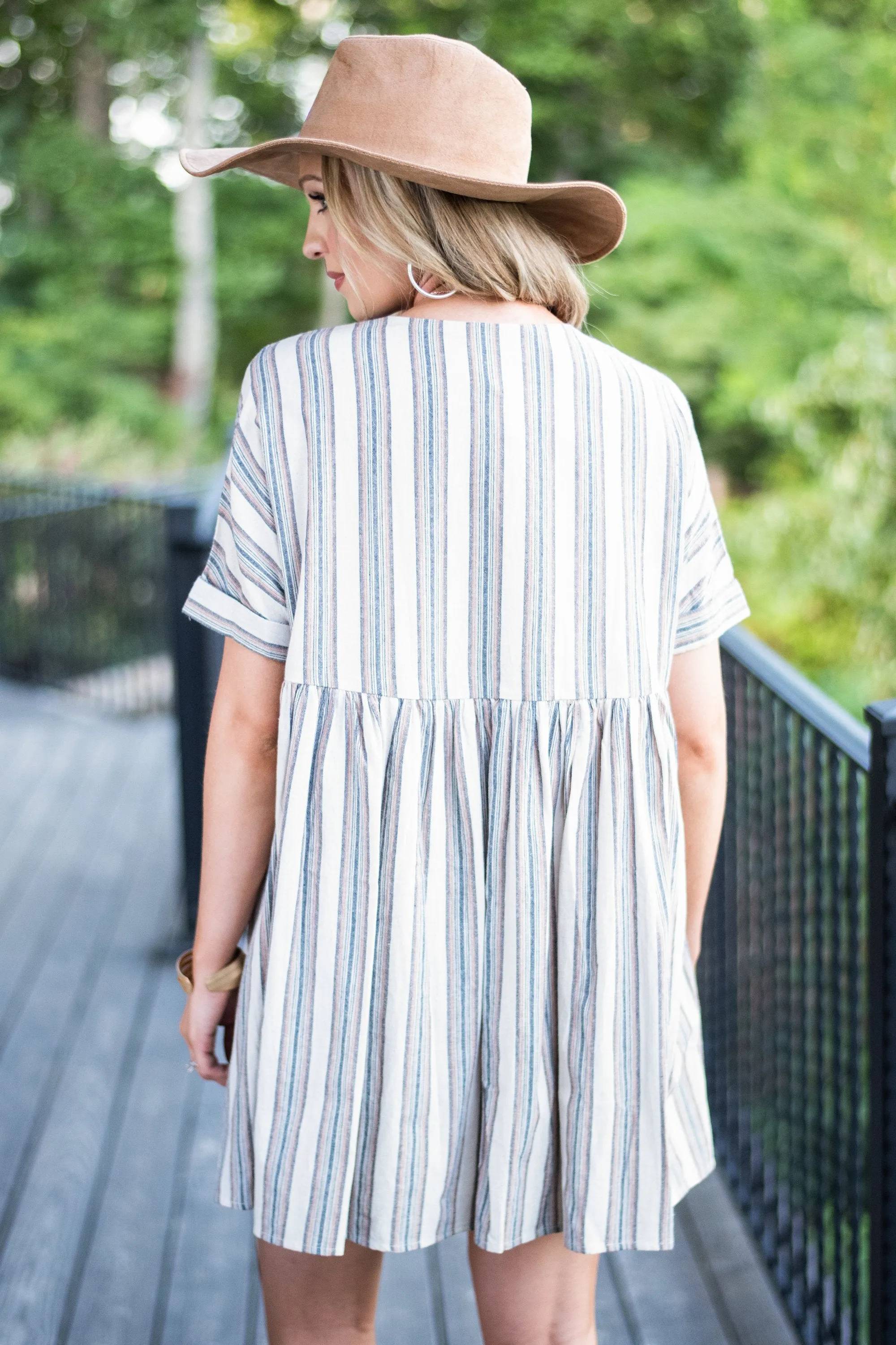 Find Your Own Happy Ivory White Striped Dress