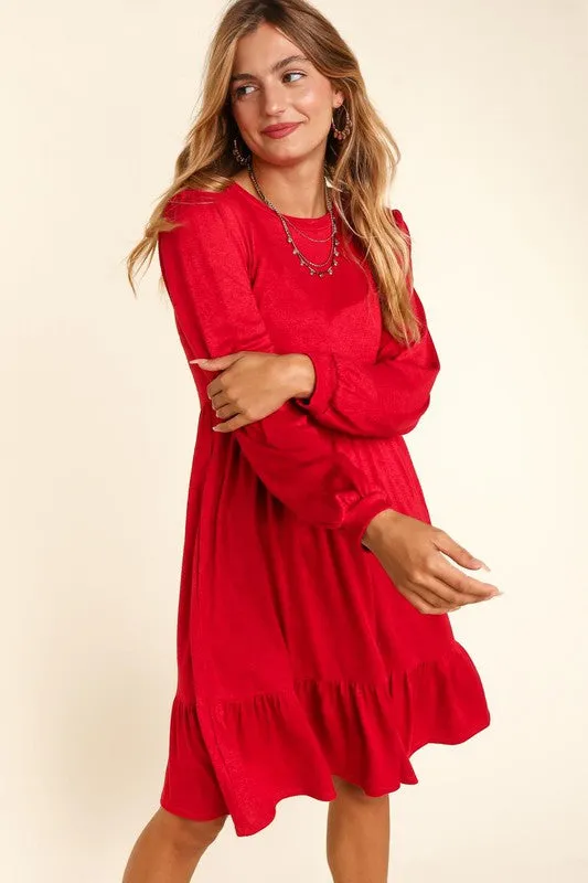 Fit and Flare Knit Dress - Red