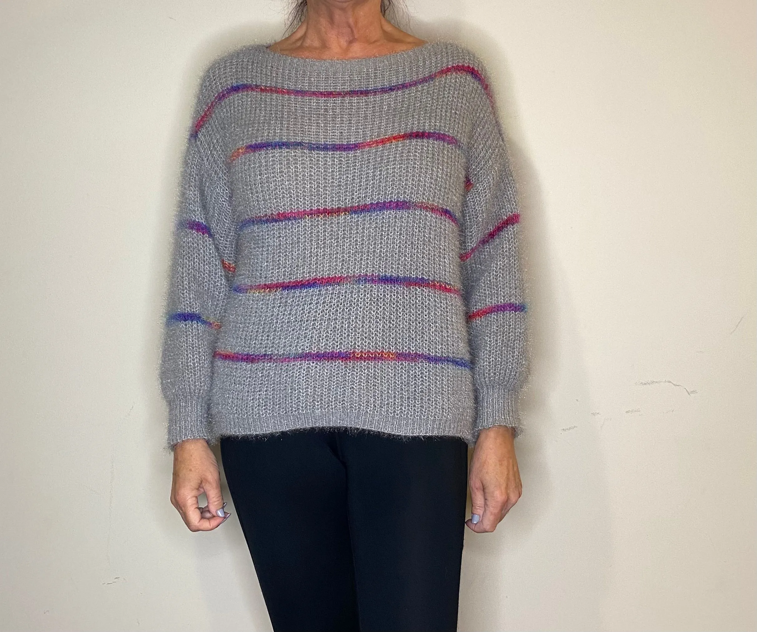 Flo Fluffy Multi Stripe Jumper (2 Colours)