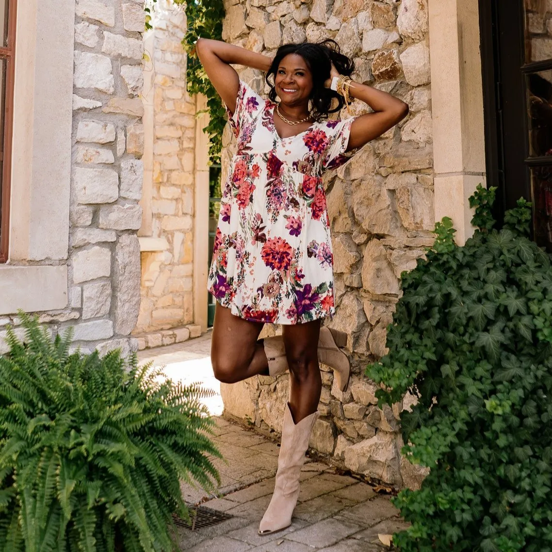 Floral Fields Babydoll Mini Dress