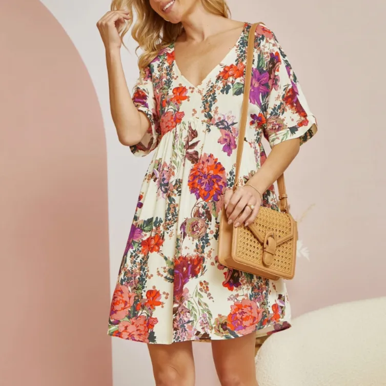 Floral Fields Babydoll Mini Dress