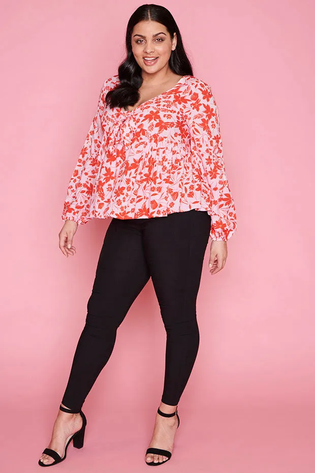 Focus Pink Floral Blouse