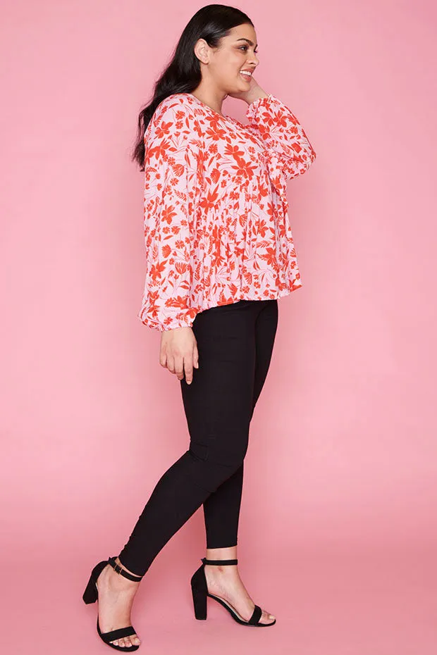 Focus Pink Floral Blouse