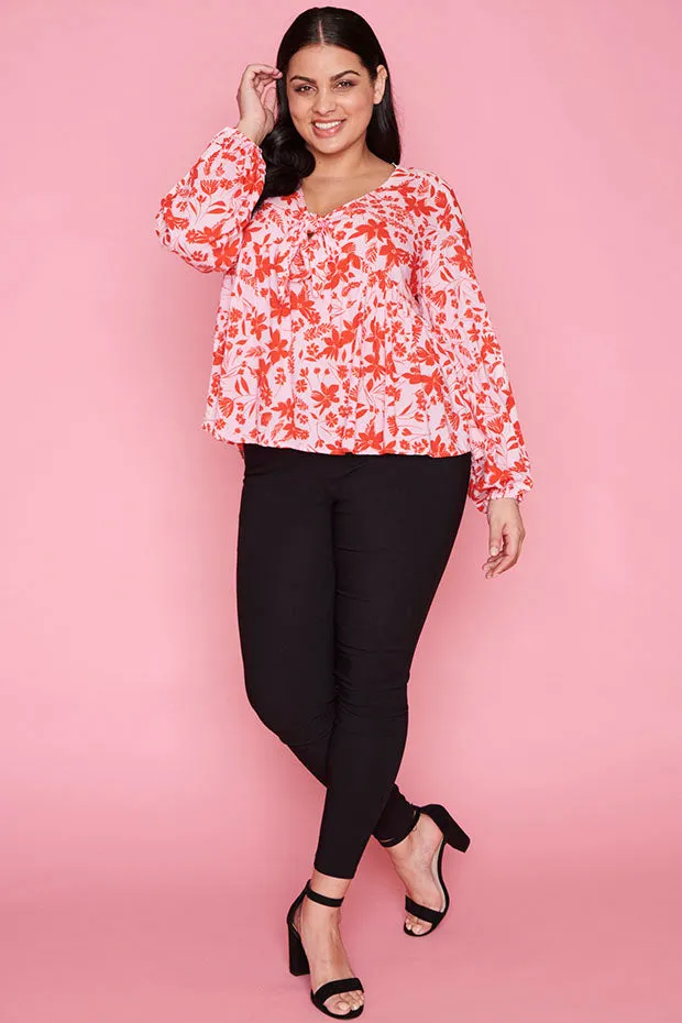 Focus Pink Floral Blouse