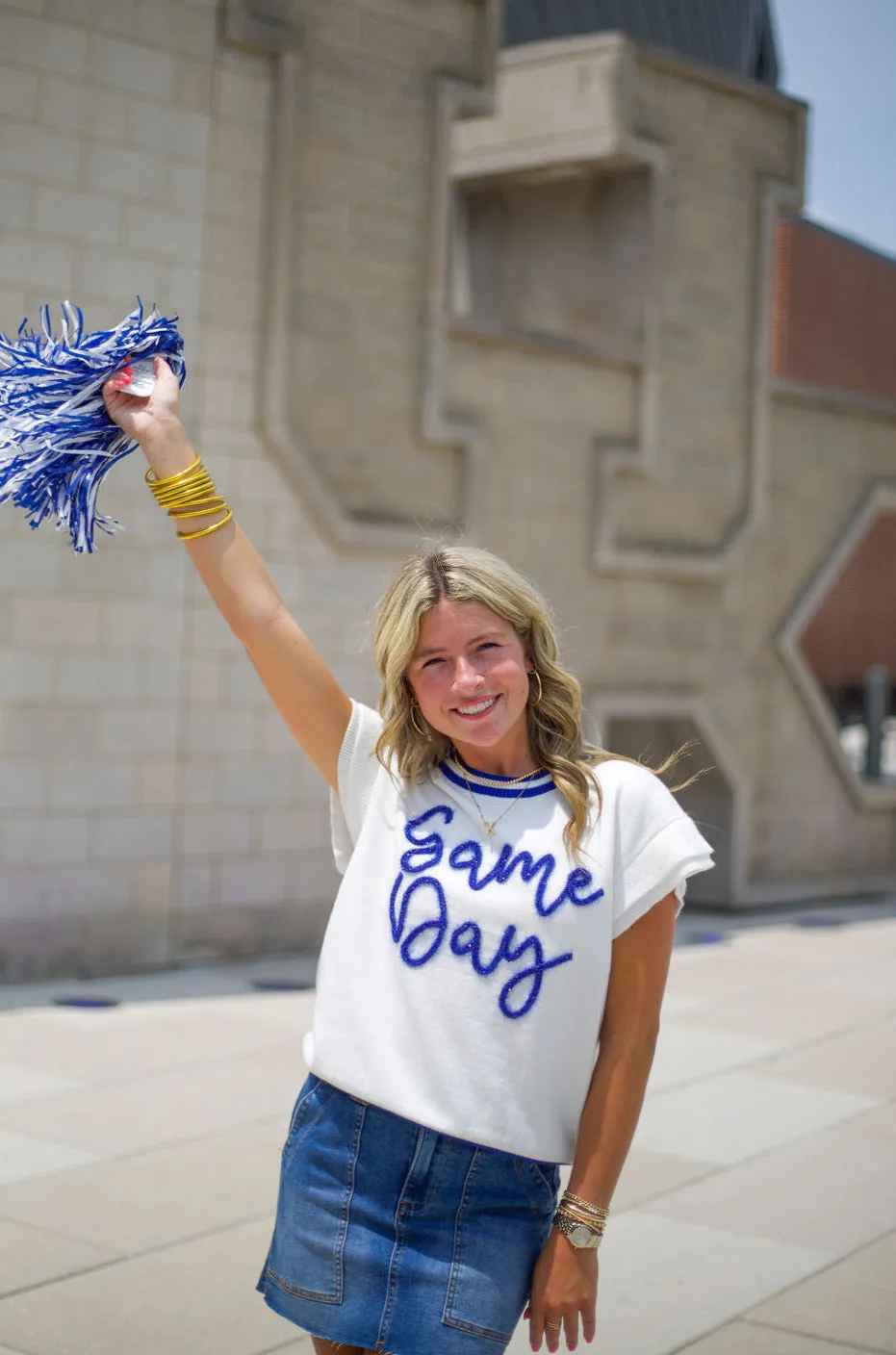 'Game Day' Ruffle Sleeve Sweater