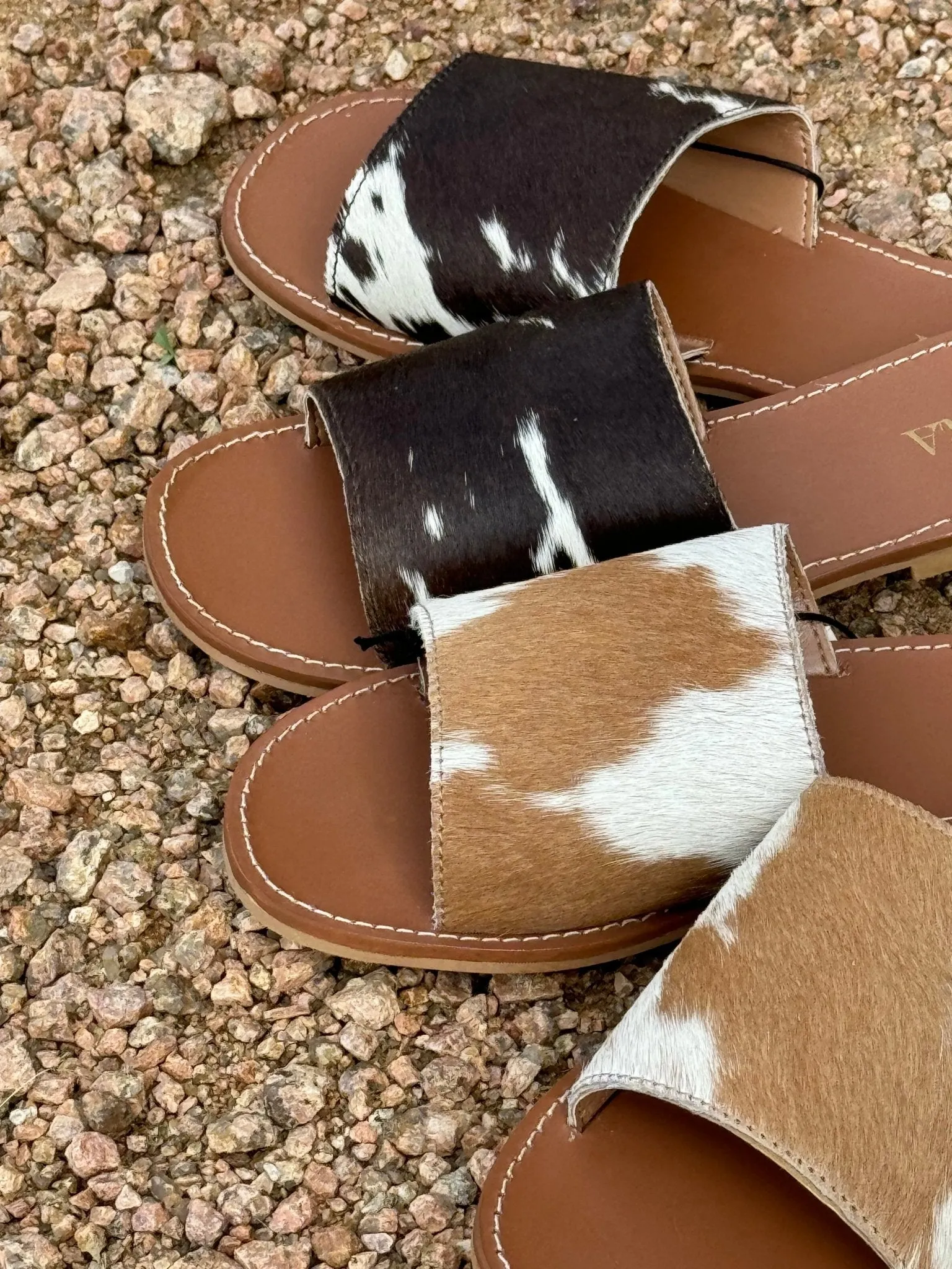 Genuine Cowhide Sandals - Black