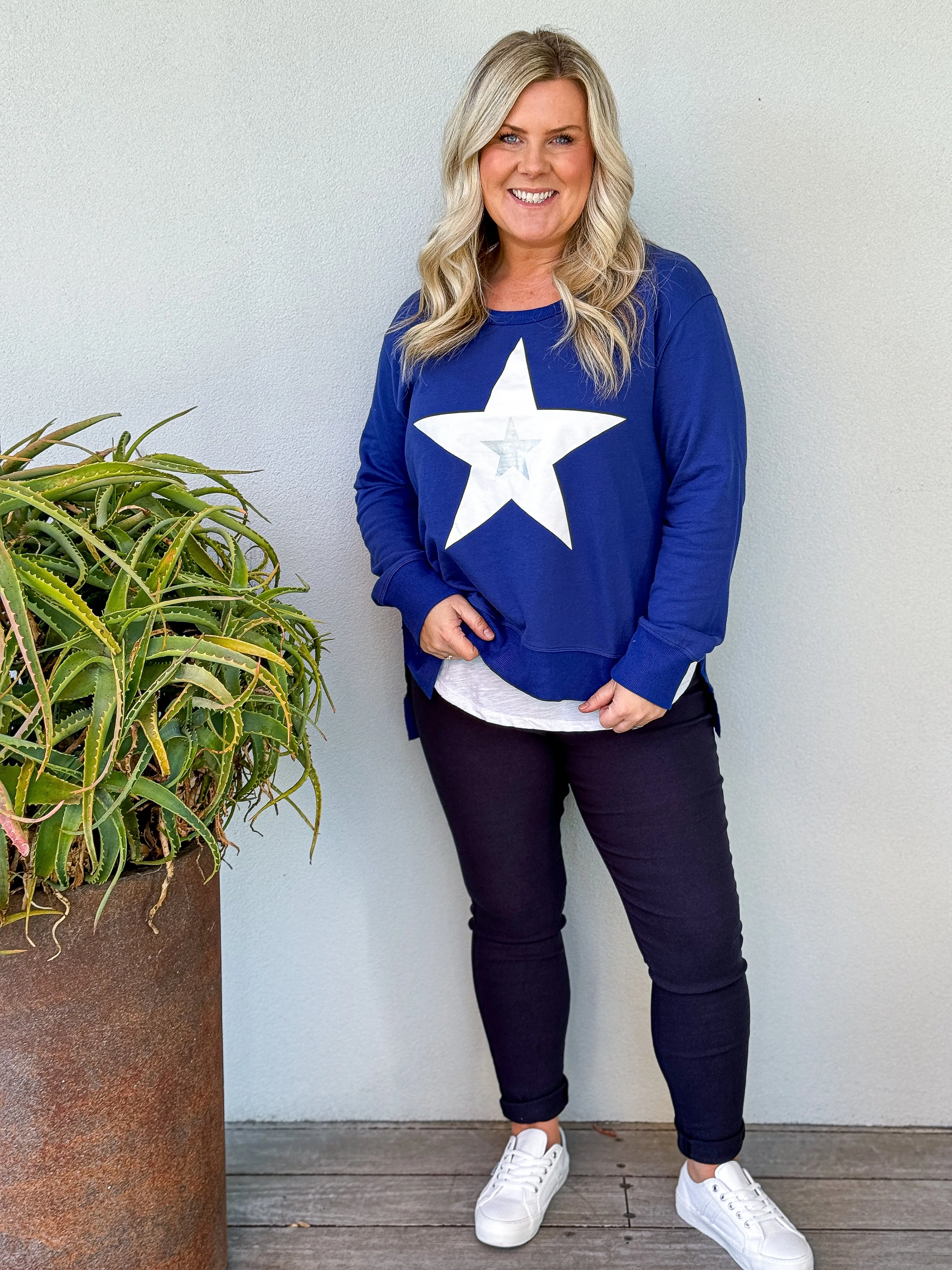 Grace Silver Star Sweatshirt - Dusk Blue