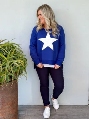 Grace Silver Star Sweatshirt - Dusk Blue