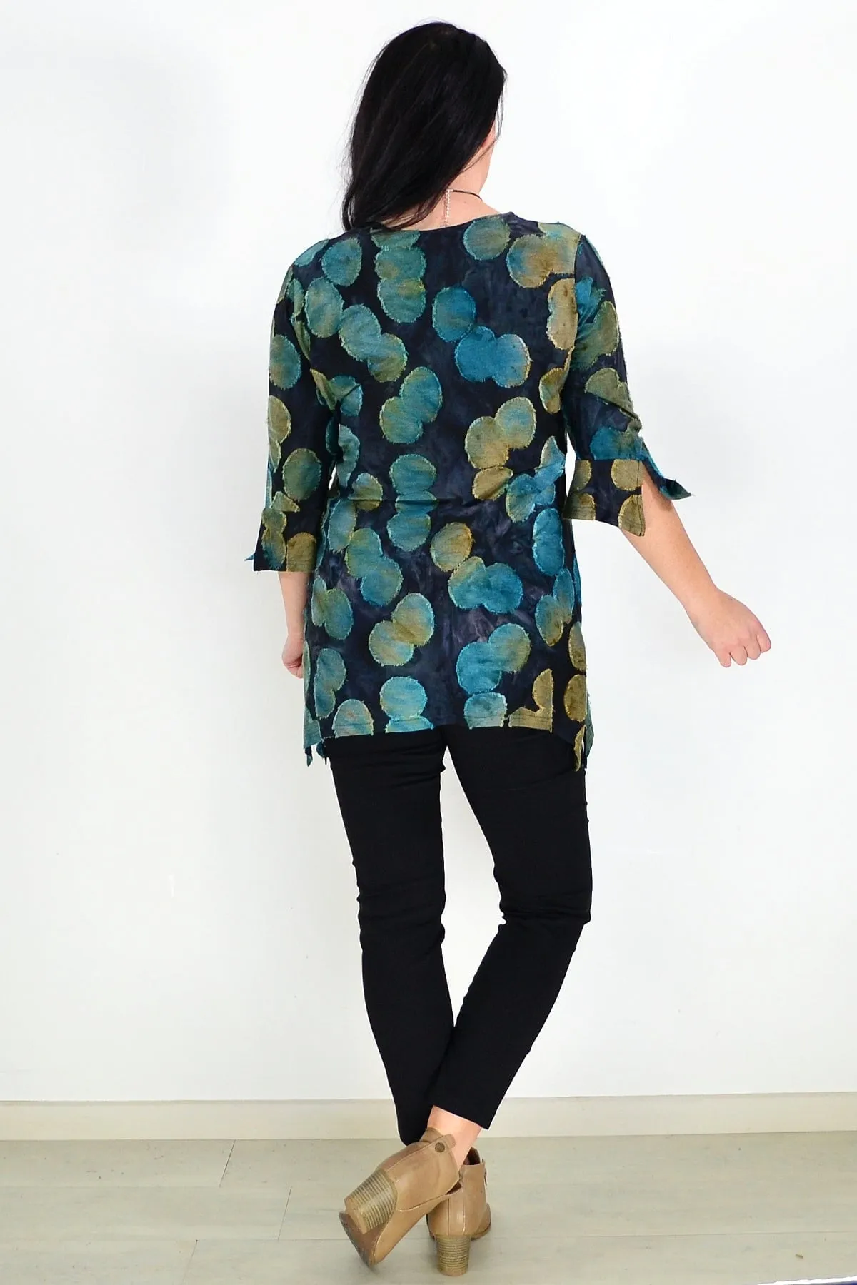 Green Charcoal Patchwork Tunic Top