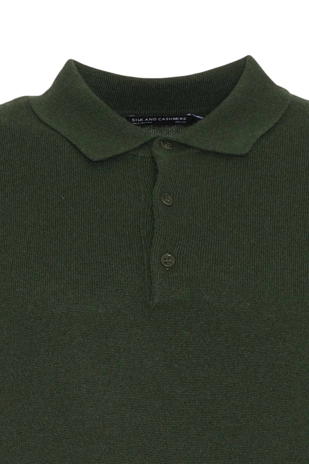 Green Pure Cashmere Men's Polo Sweater