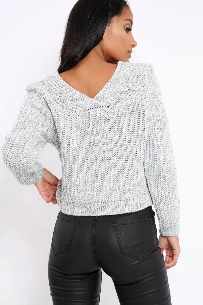 Grey Chunky Twist Knit Jumper - Loren