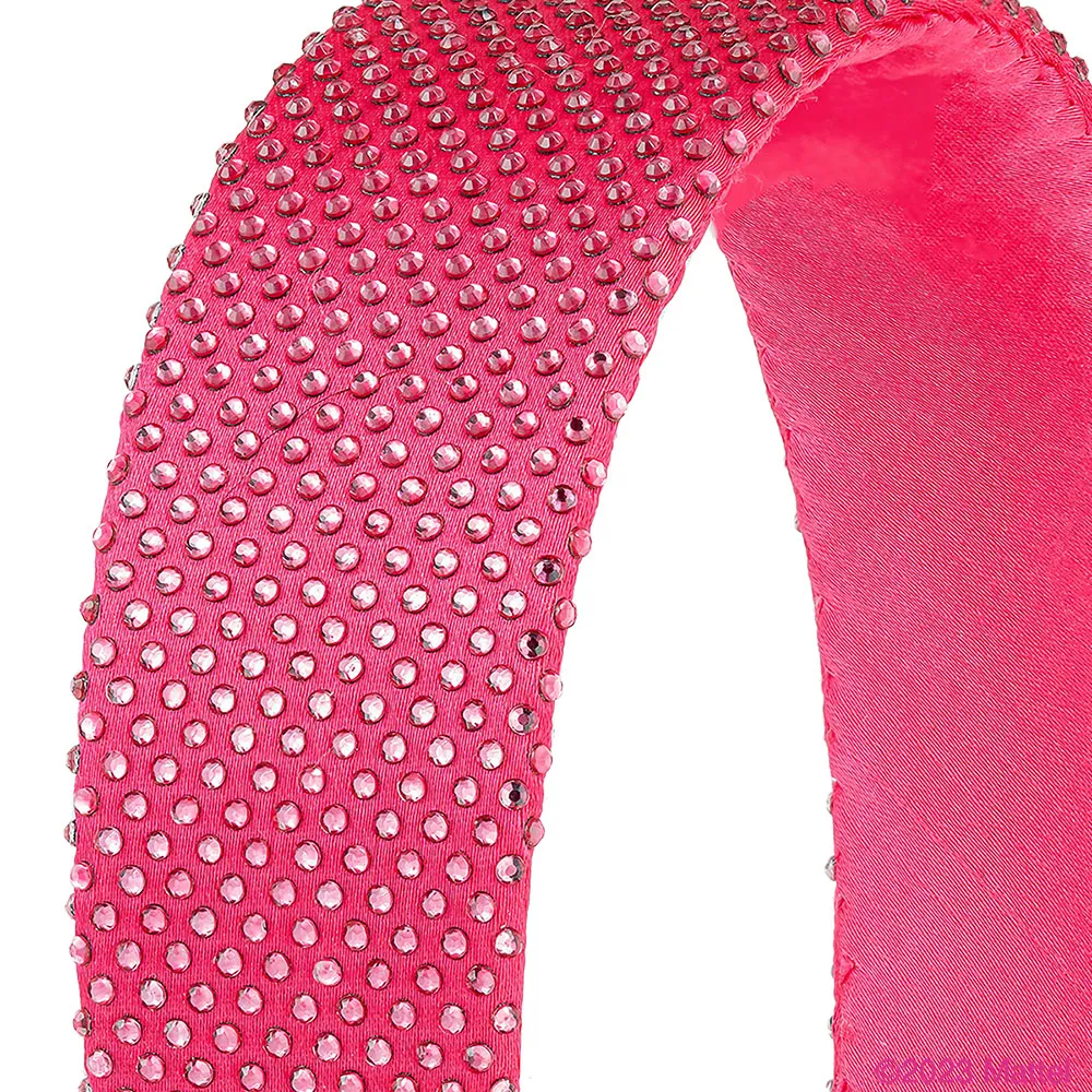 Hair Drama Co Barbie Rhinestone Flat Hair Band With Barbie Charm-Hot Pink