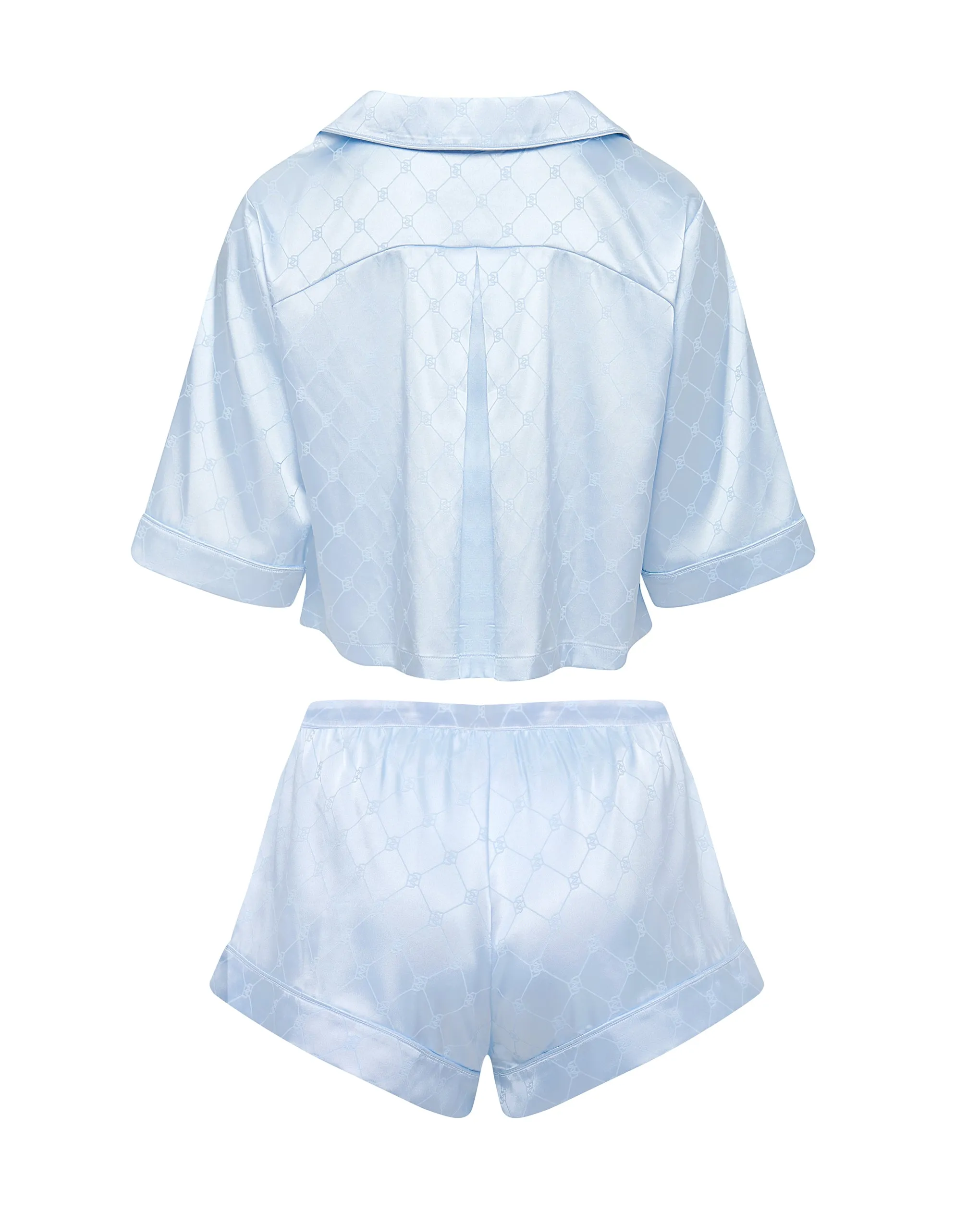 Helene Luxury Satin Short Pyjama Set Ice Water Blue