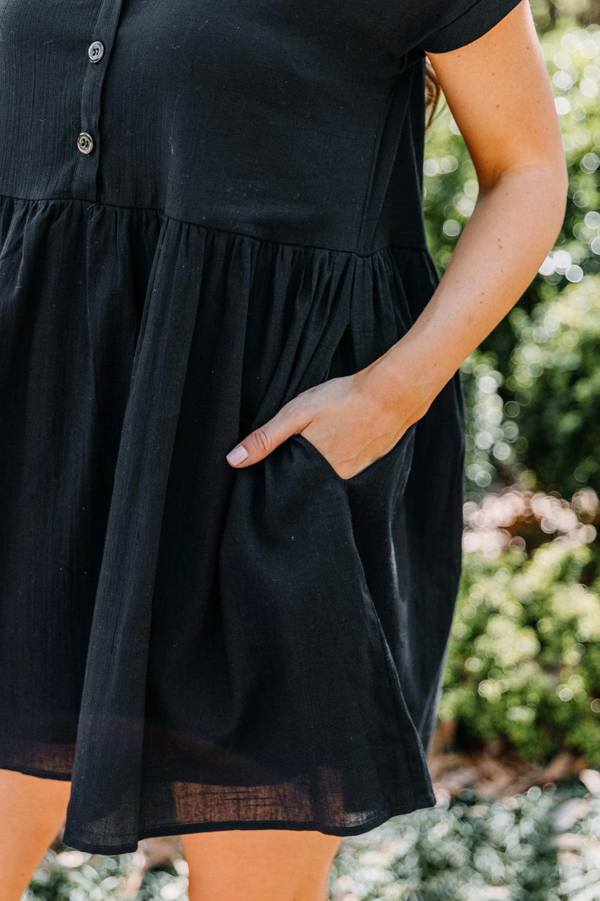 Here Comes The Fun Black Babydoll Dress