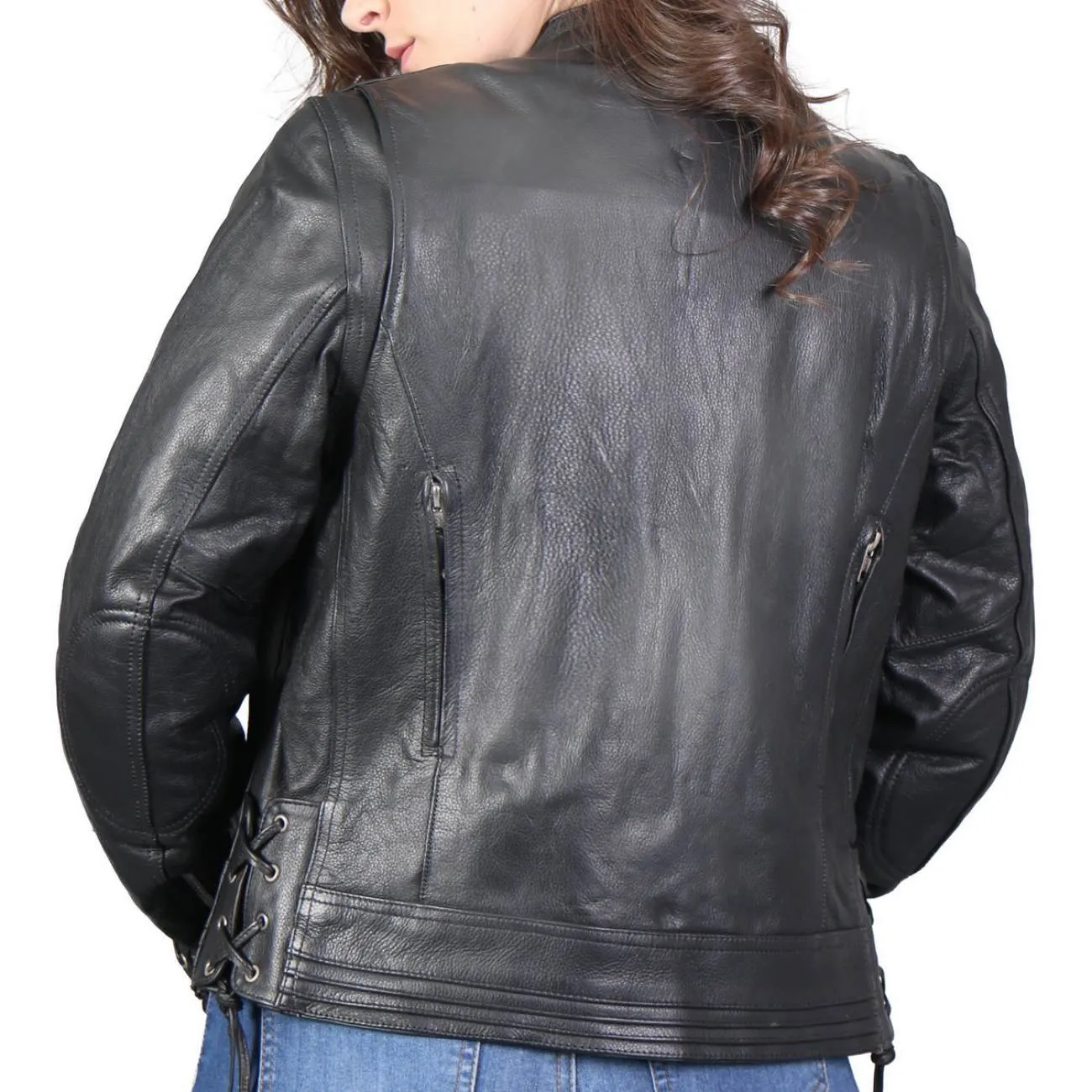 Hot Leathers JKL1025 Ladies Lace Up Sleeves Leather Jacket