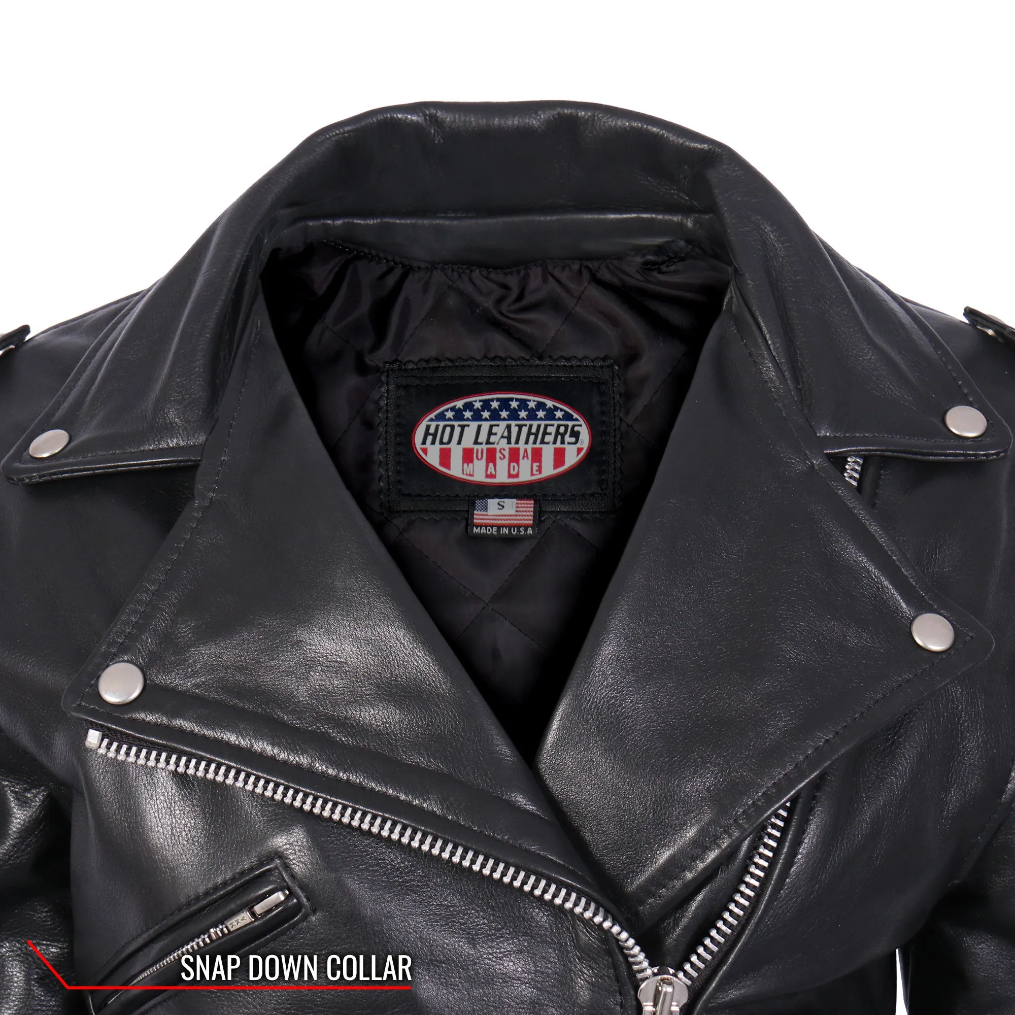 Hot Leathers JKL5004 Ladies Black Premium USA Made Classic Motorcycle Style Leather Biker Jacket