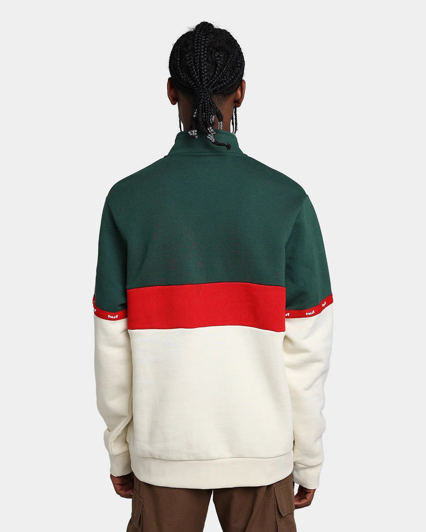 HUF Taped Fleece Quarter Zip Off White