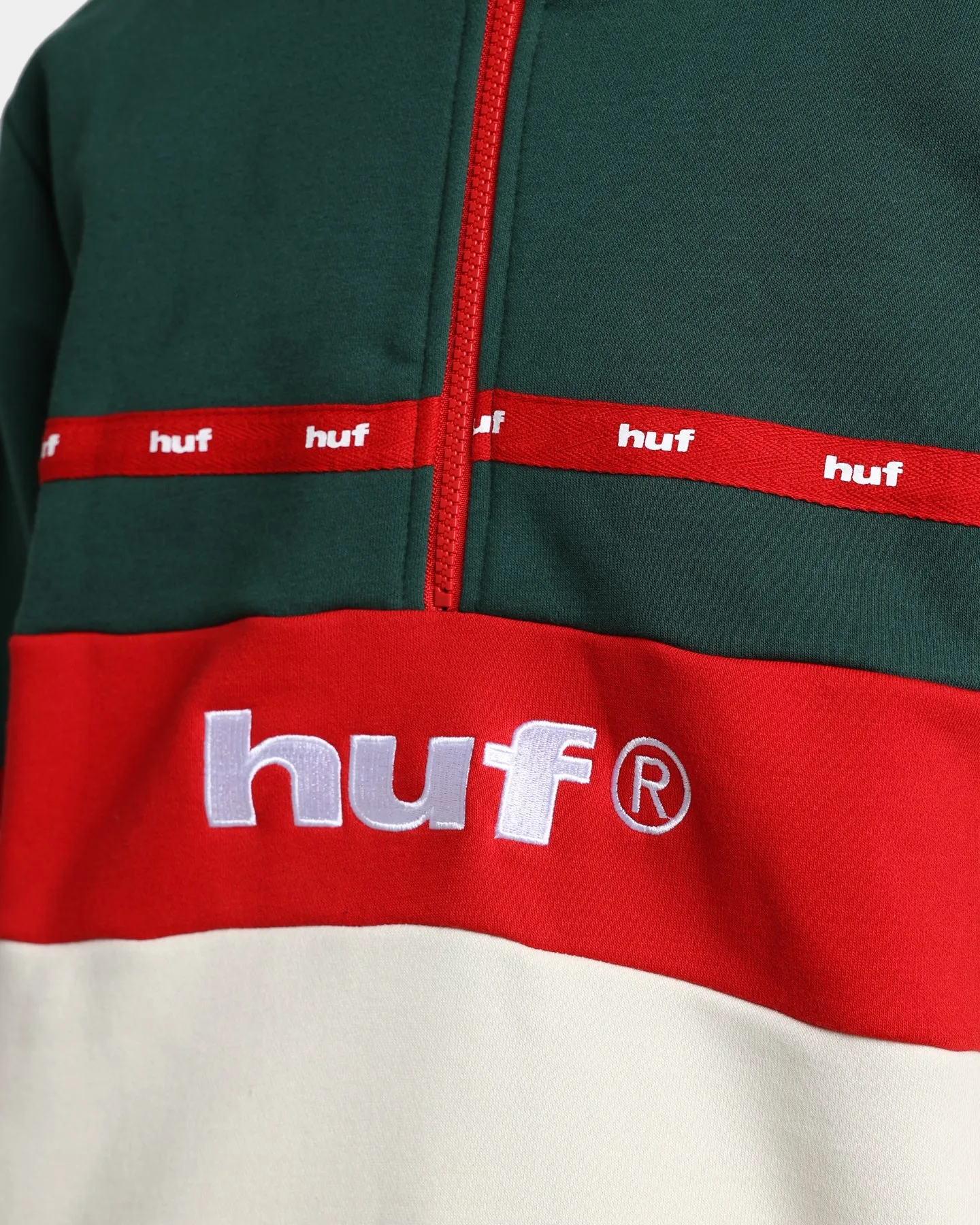 HUF Taped Fleece Quarter Zip Off White