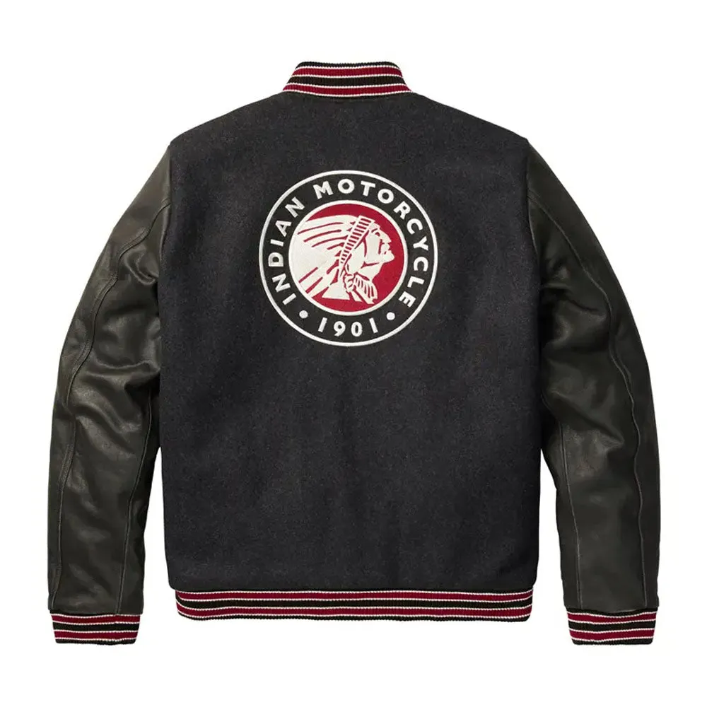 Indian Motorcycle Mens Varsity 2 Jacket Gray/Silver