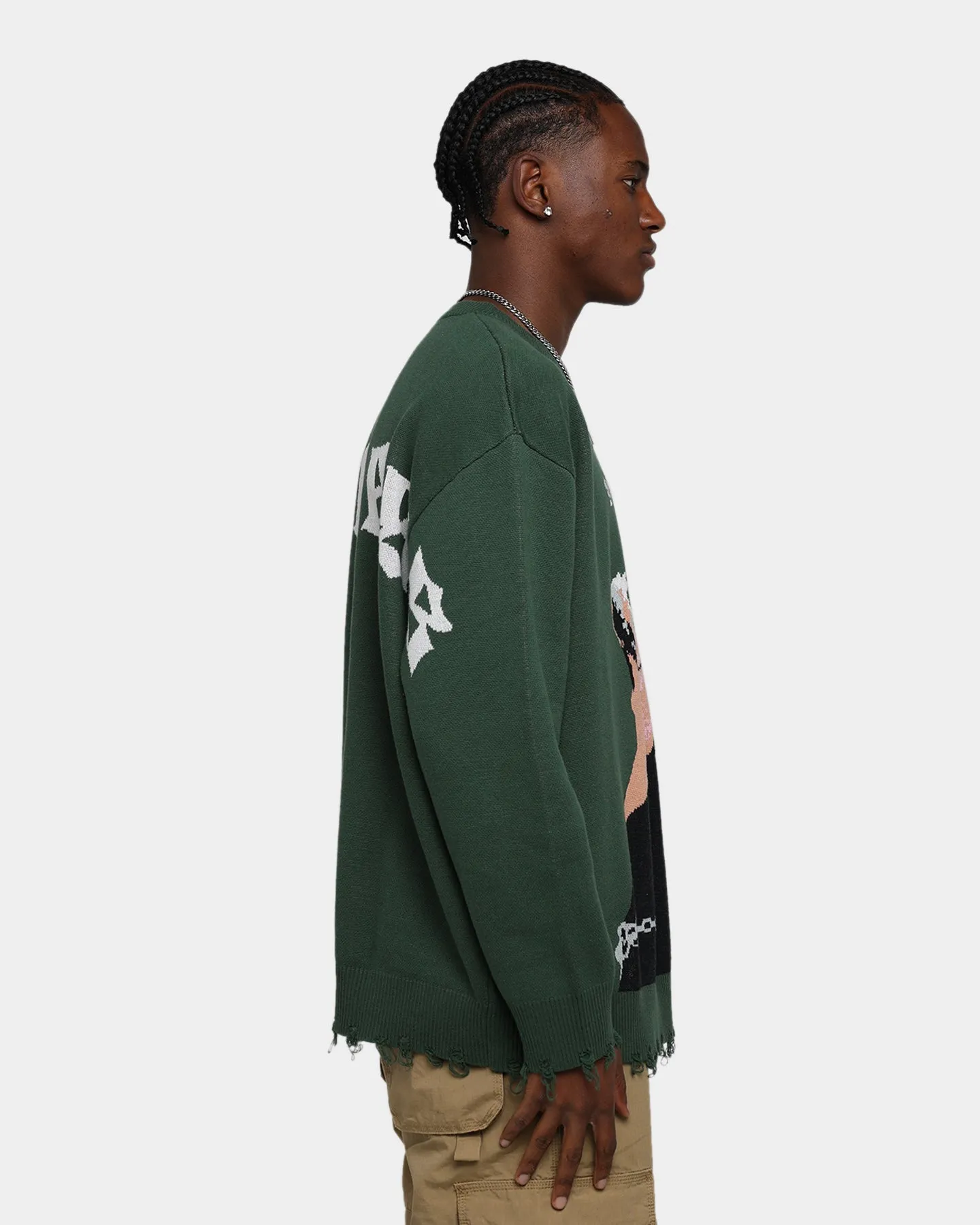 International Collective Fearless Distressed Sweater Green