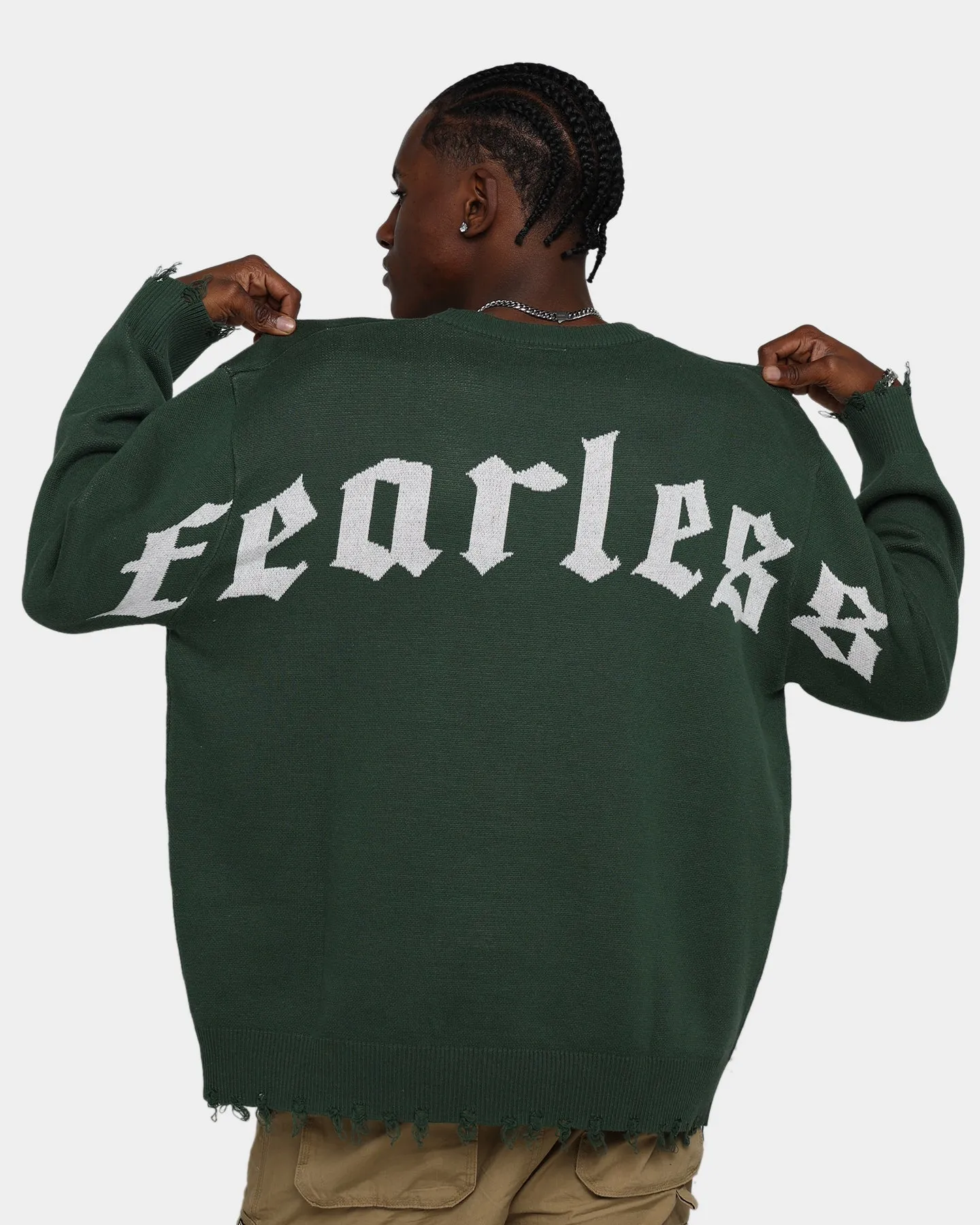 International Collective Fearless Distressed Sweater Green