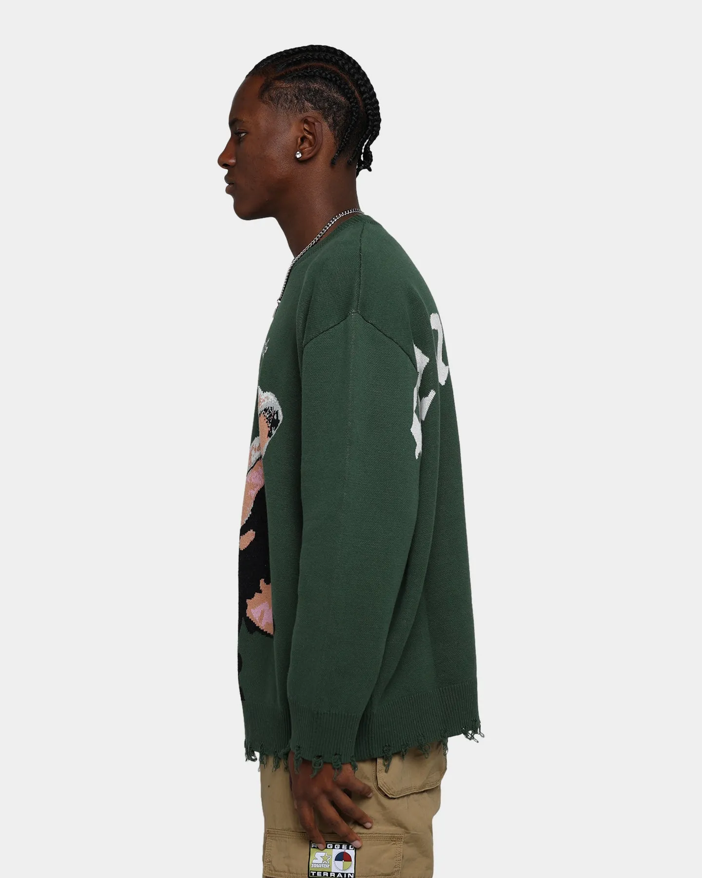 International Collective Fearless Distressed Sweater Green