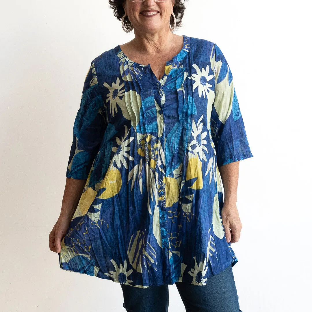 Island Resort Blouse by One Summer - Navy Fusion