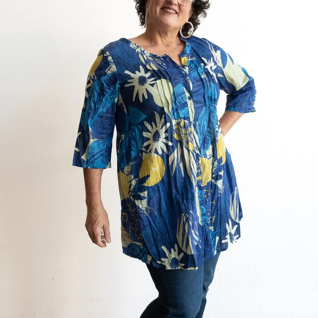 Island Resort Blouse by One Summer - Navy Fusion