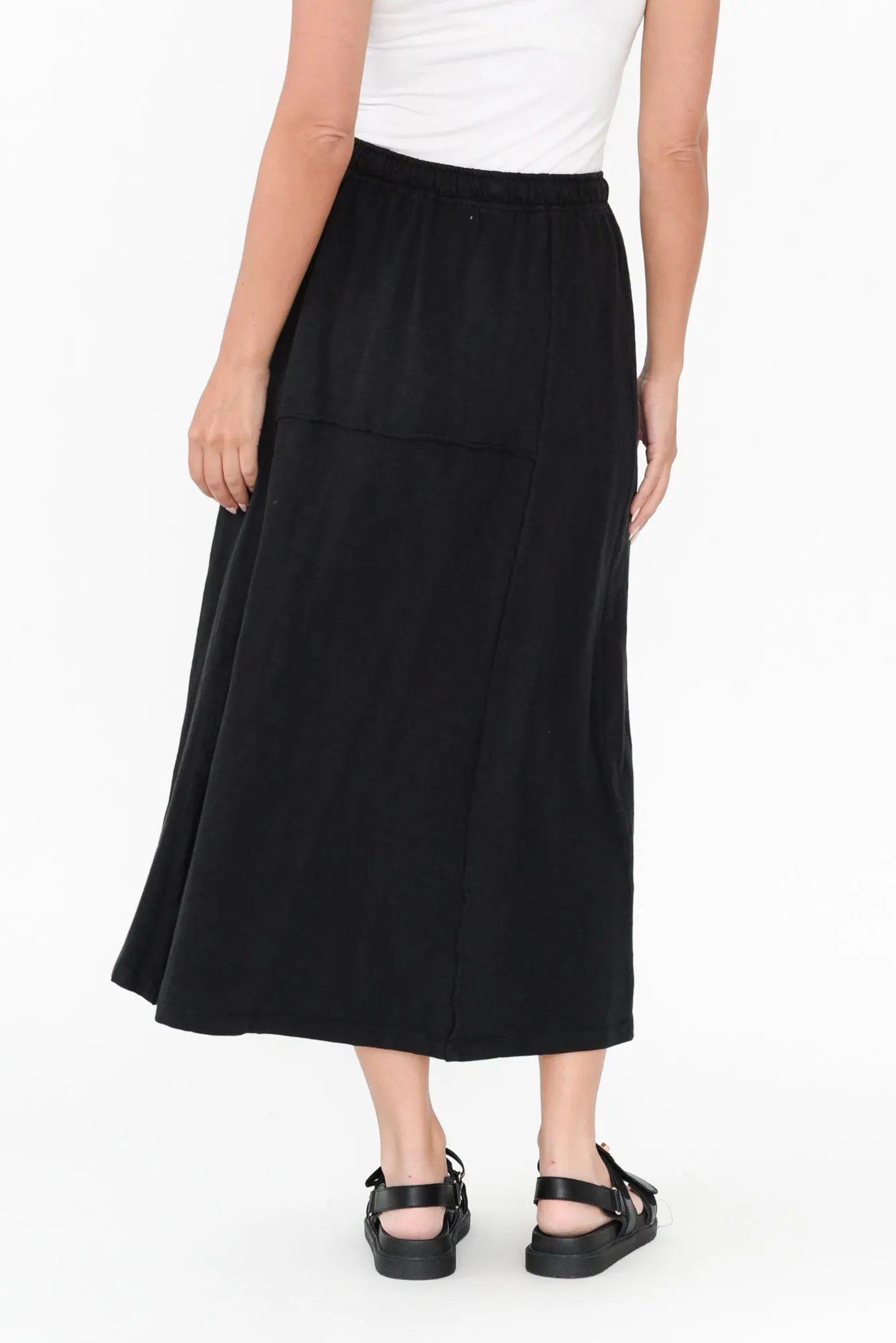 Jayne Black Cotton Drawstring Skirt