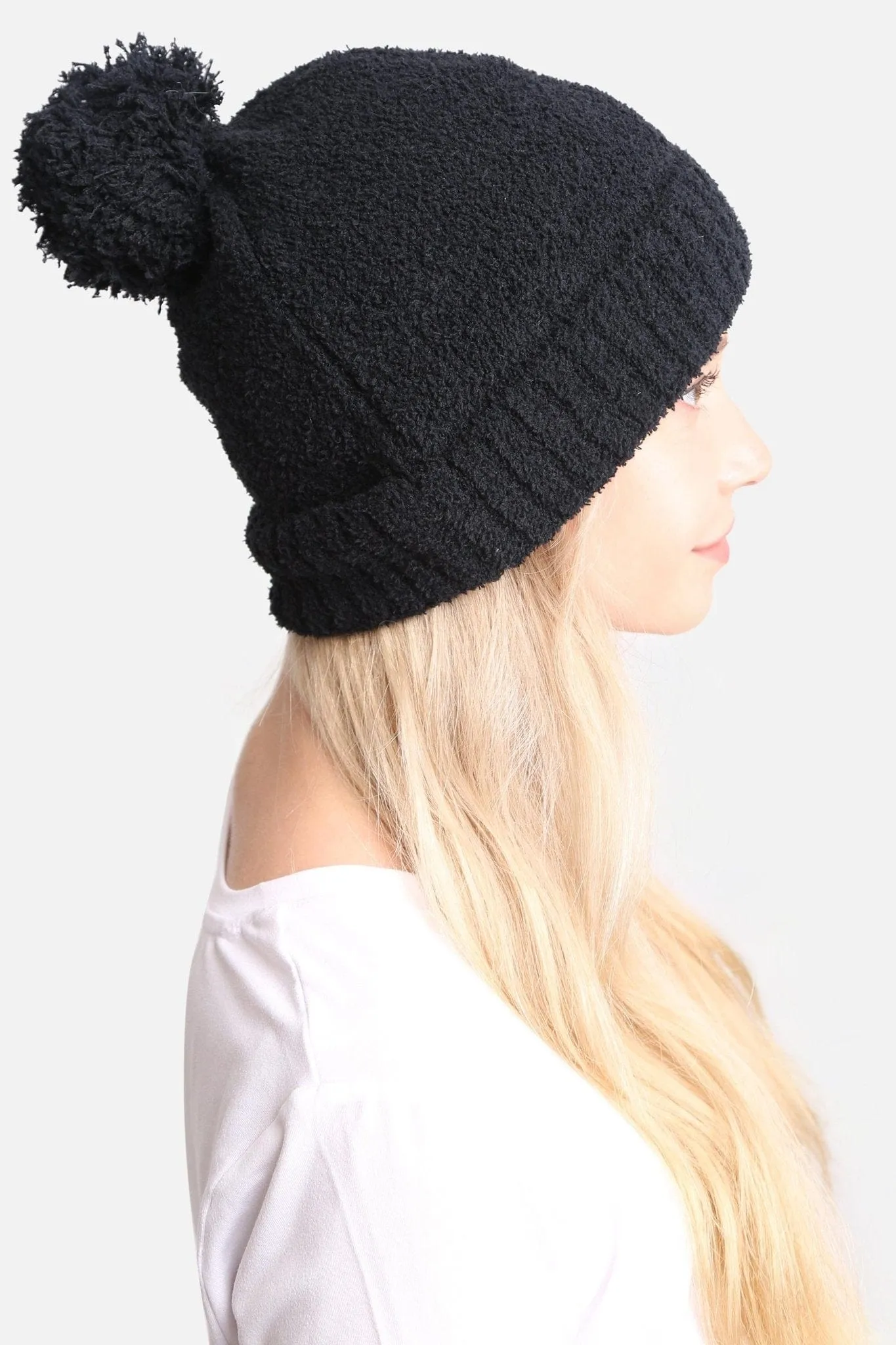 JH270 Solid Beanie with Pom-Pom