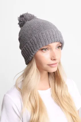 JH270 Solid Beanie with Pom-Pom