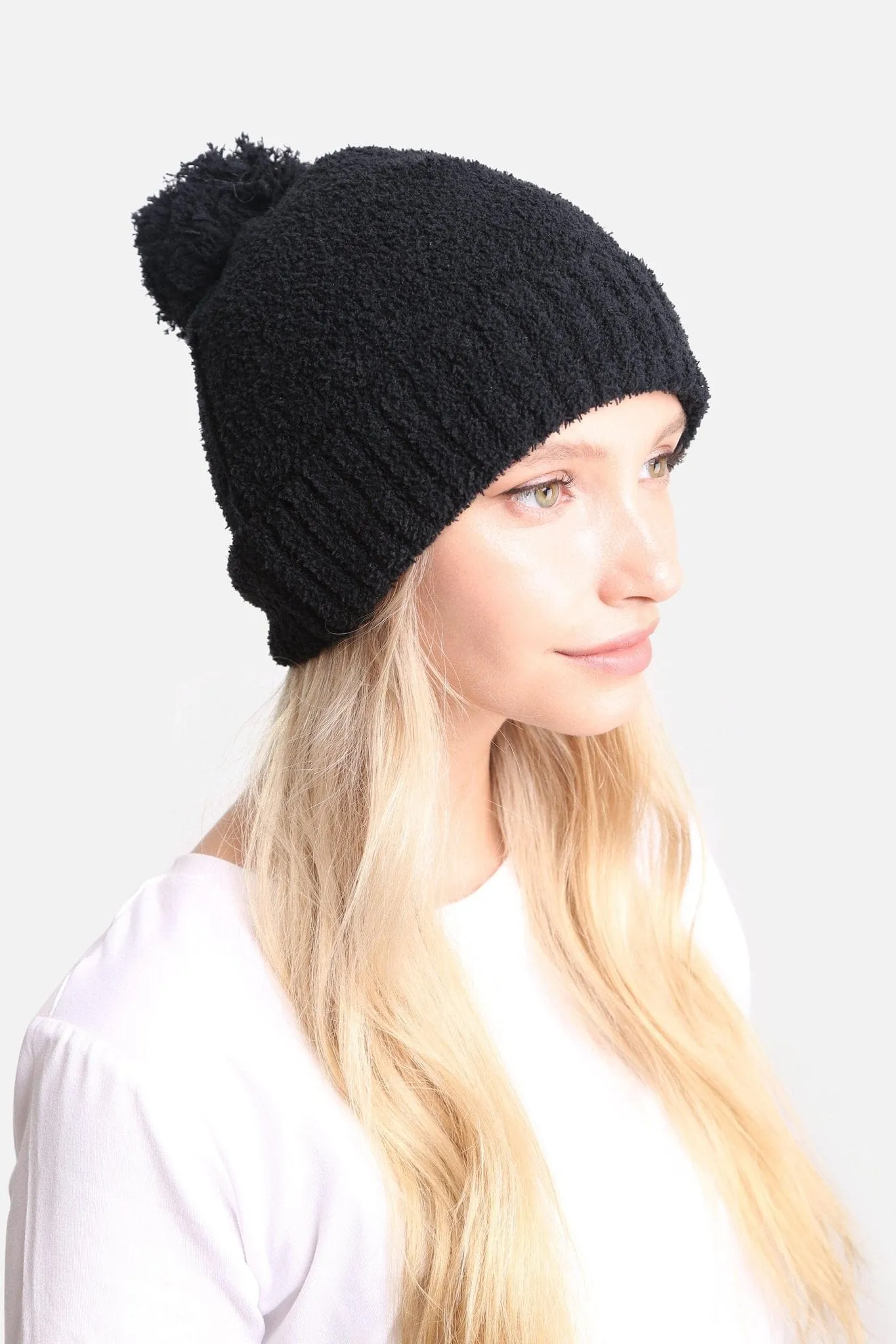 JH270 Solid Beanie with Pom-Pom