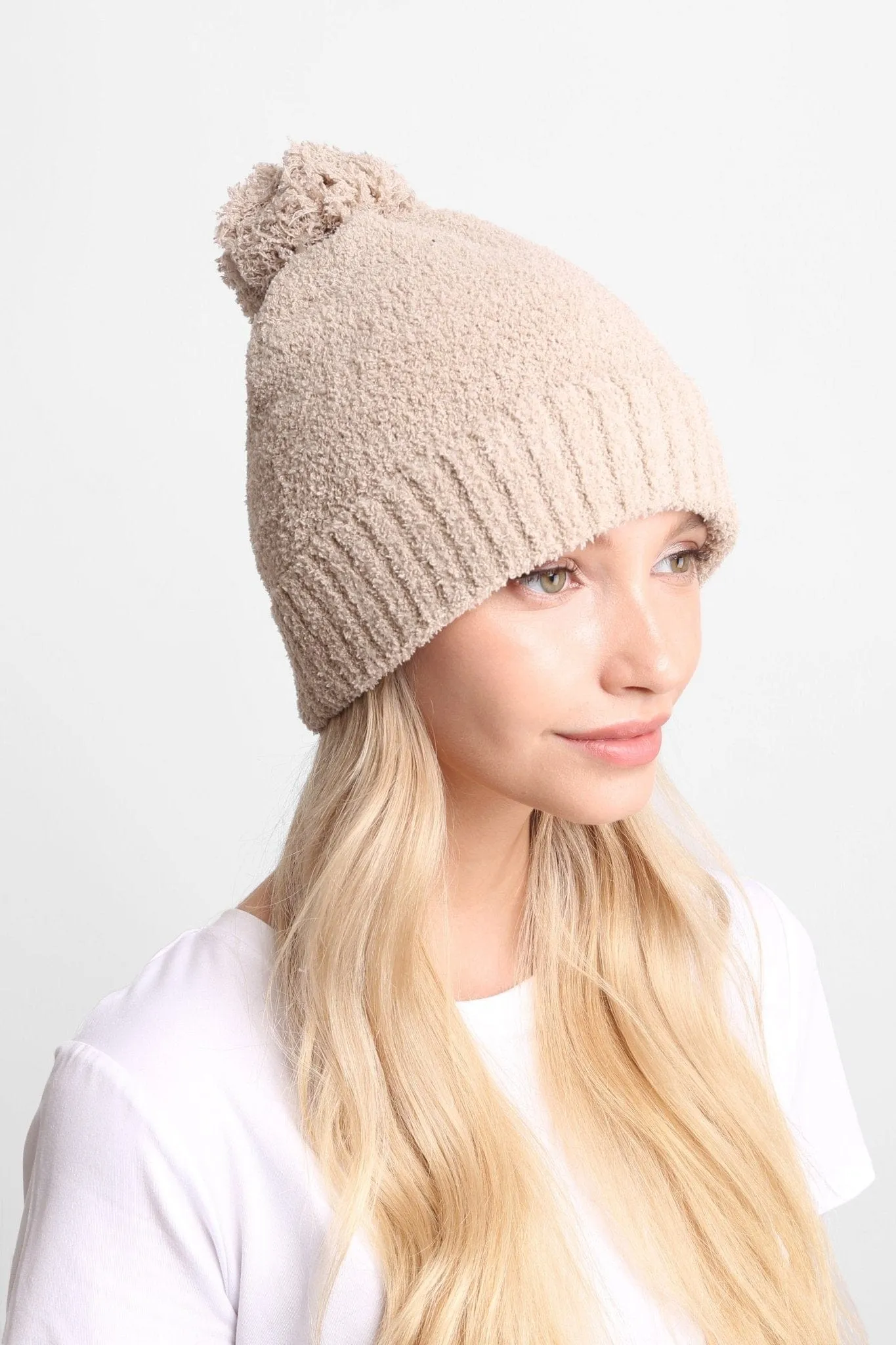 JH270 Solid Beanie with Pom-Pom