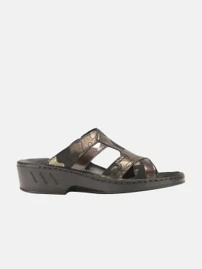 Josef Seibel Women Cammo Print Slider Leather Sandals