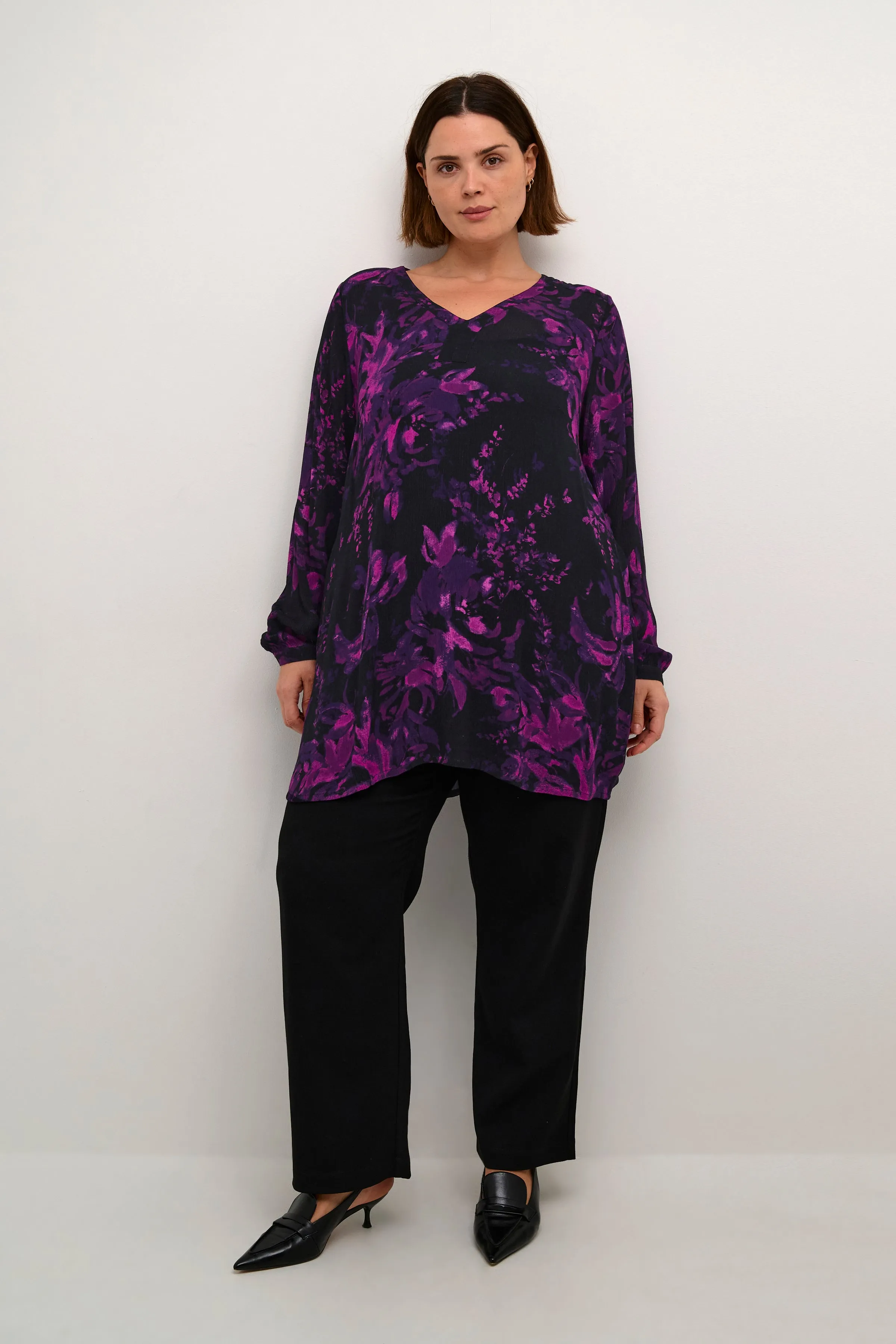 Kaffe Curve Ami Tunic in Black/Purple