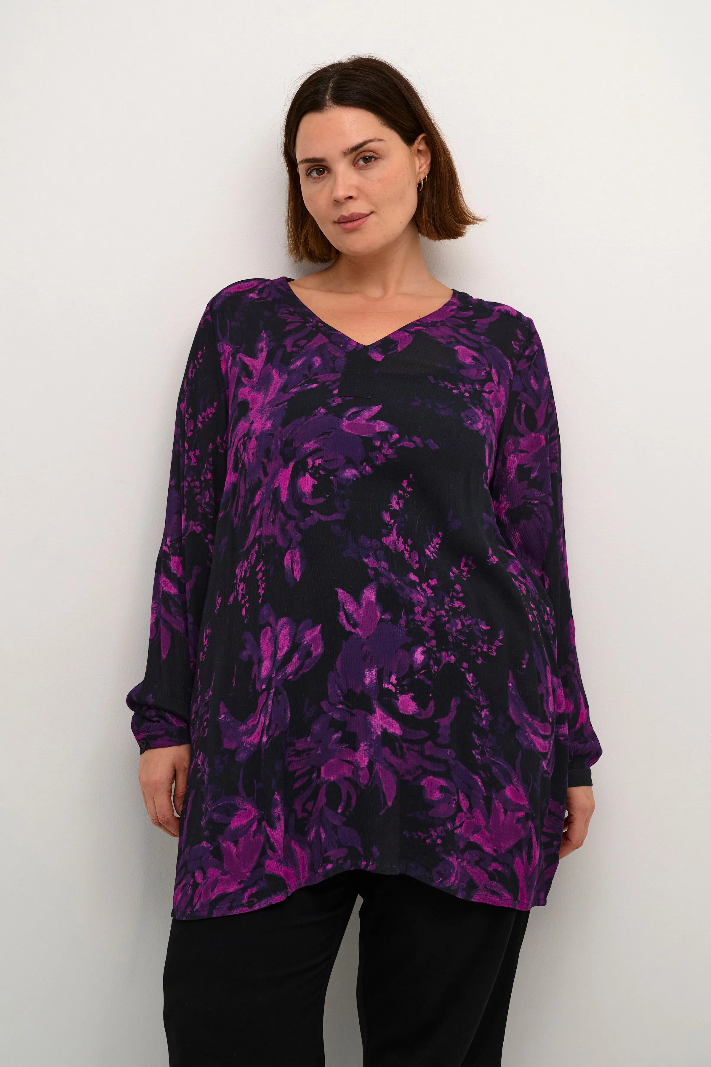 Kaffe Curve Ami Tunic in Black/Purple