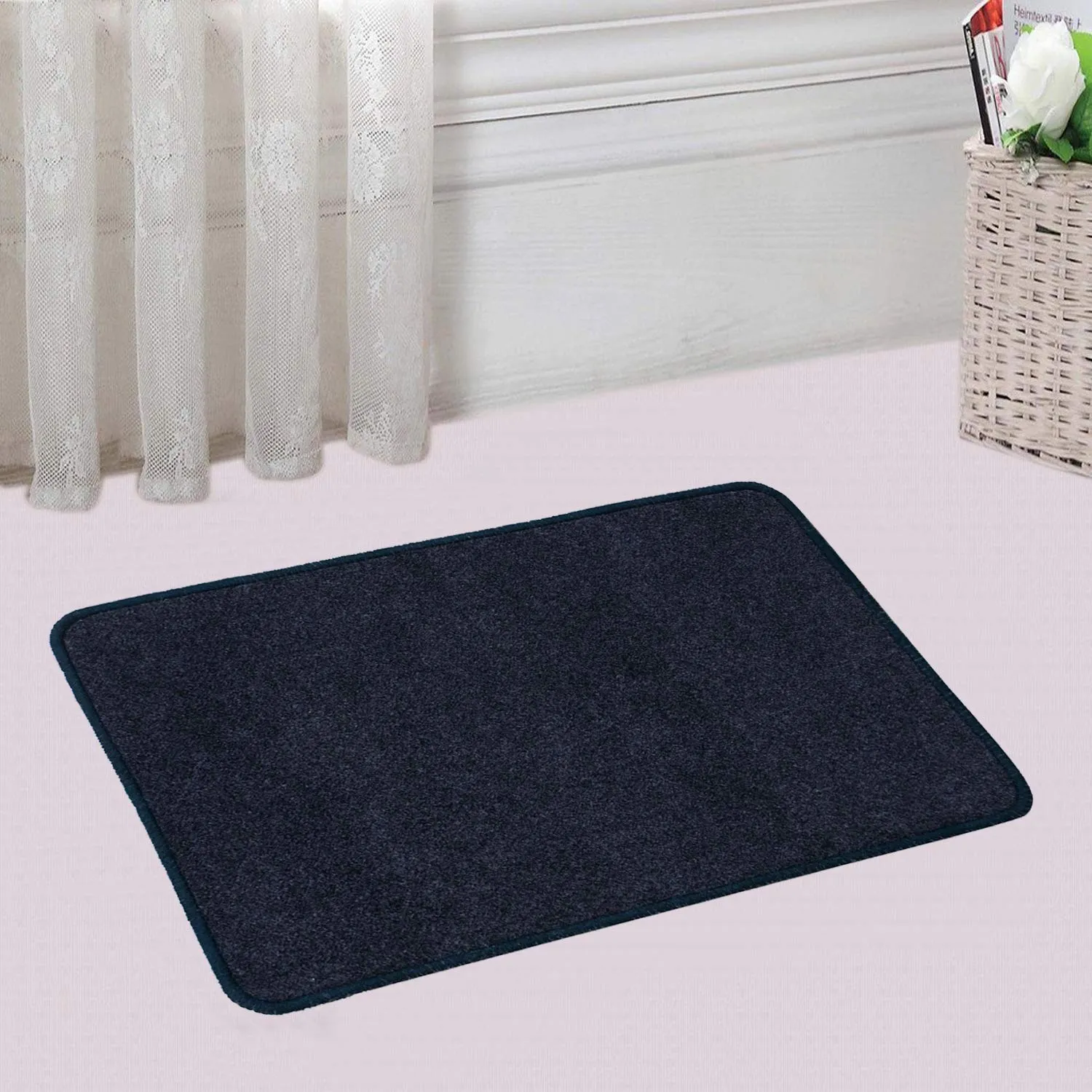 Kuber Industries Microfiber Anti Slip 2 Pieces Bath Mat 22"x14", Grey & Red - CTKTC39925,Standard