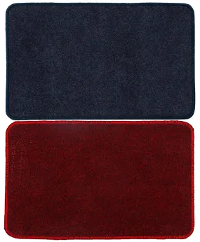 Kuber Industries Microfiber Anti Slip 2 Pieces Bath Mat 22"x14", Grey & Red - CTKTC39925,Standard