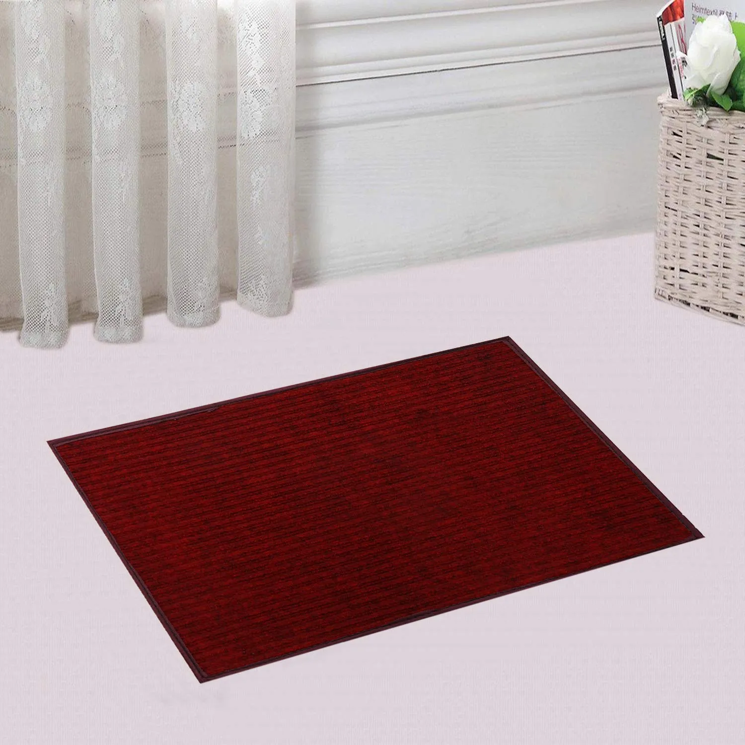 Kuber Industries Microfiber Anti Slip Bath Mat 14"x21"(Maroon) - CTKTC22045