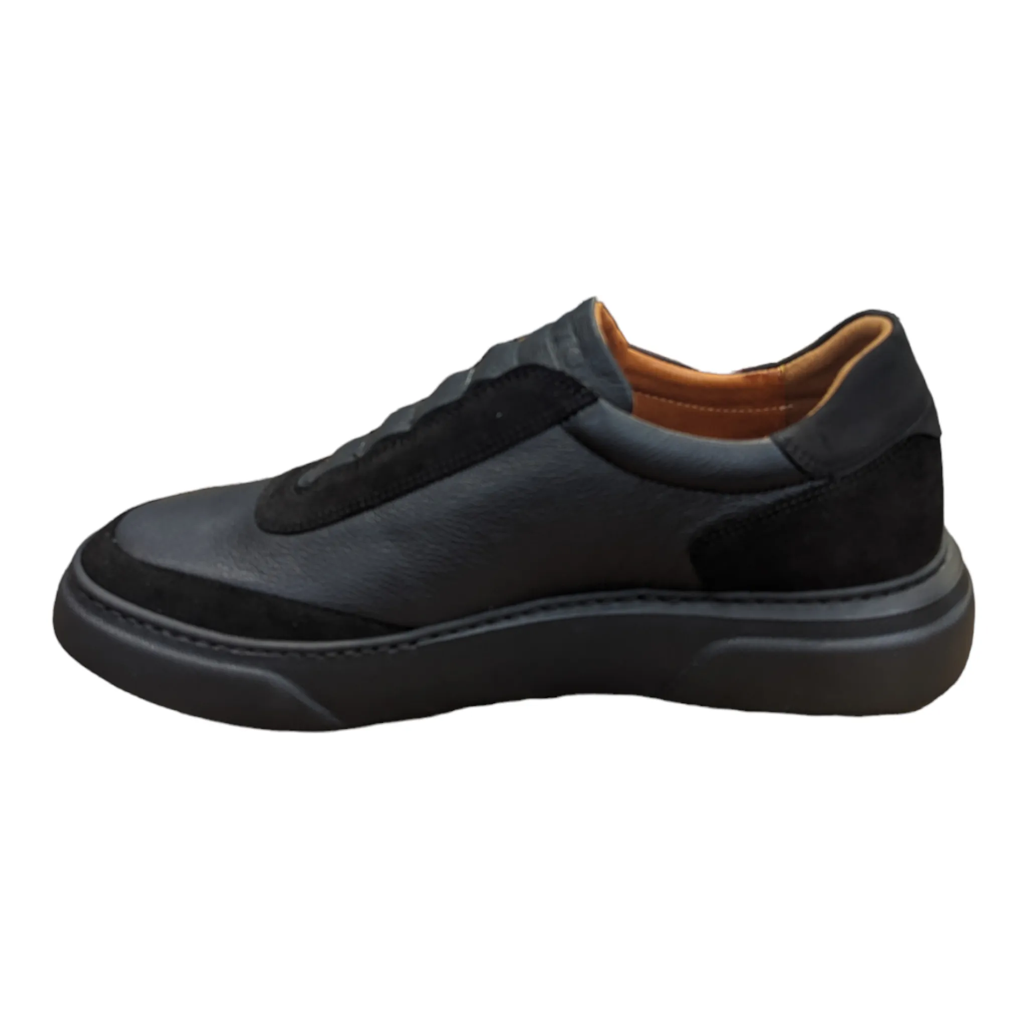 Lacuzzo Italian Leather Slip on Trainer Black