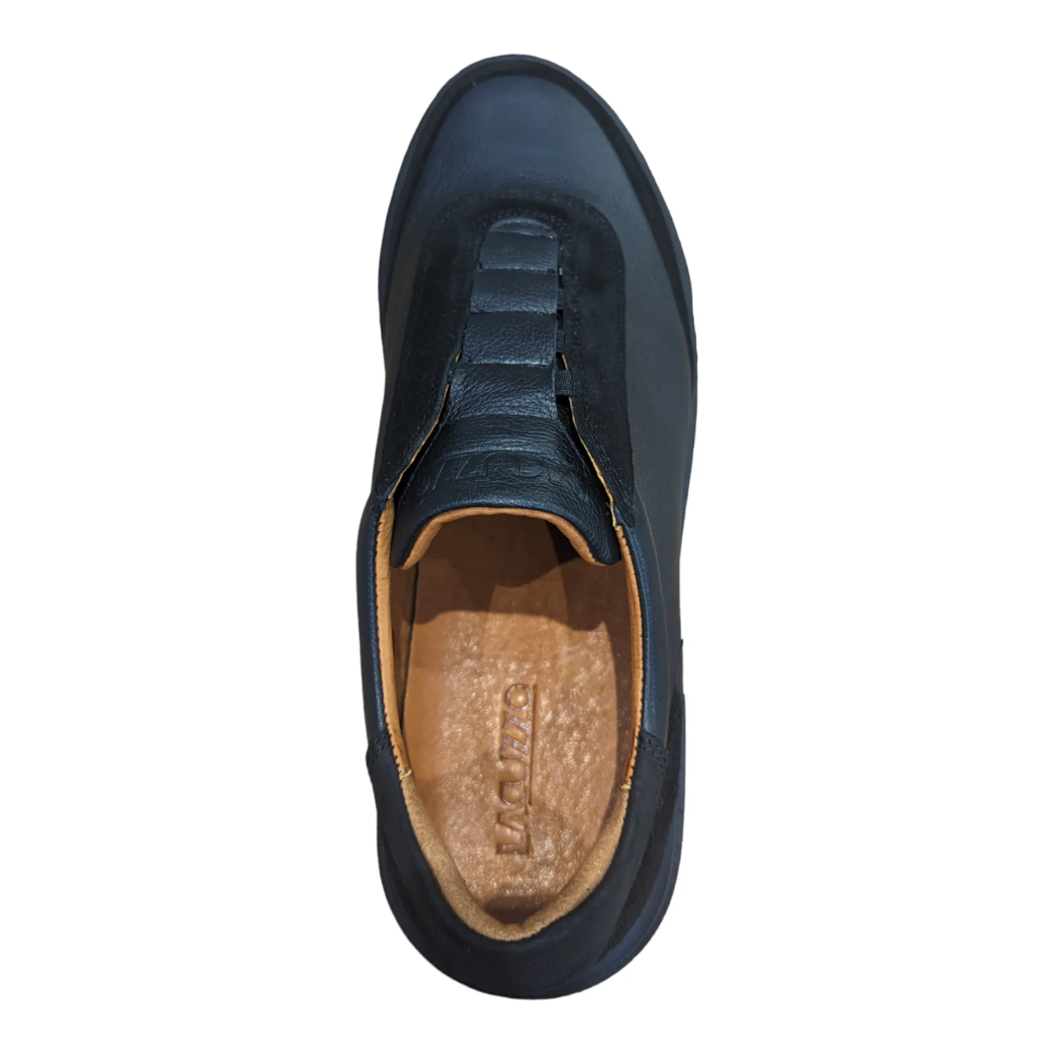 Lacuzzo Italian Leather Slip on Trainer Black