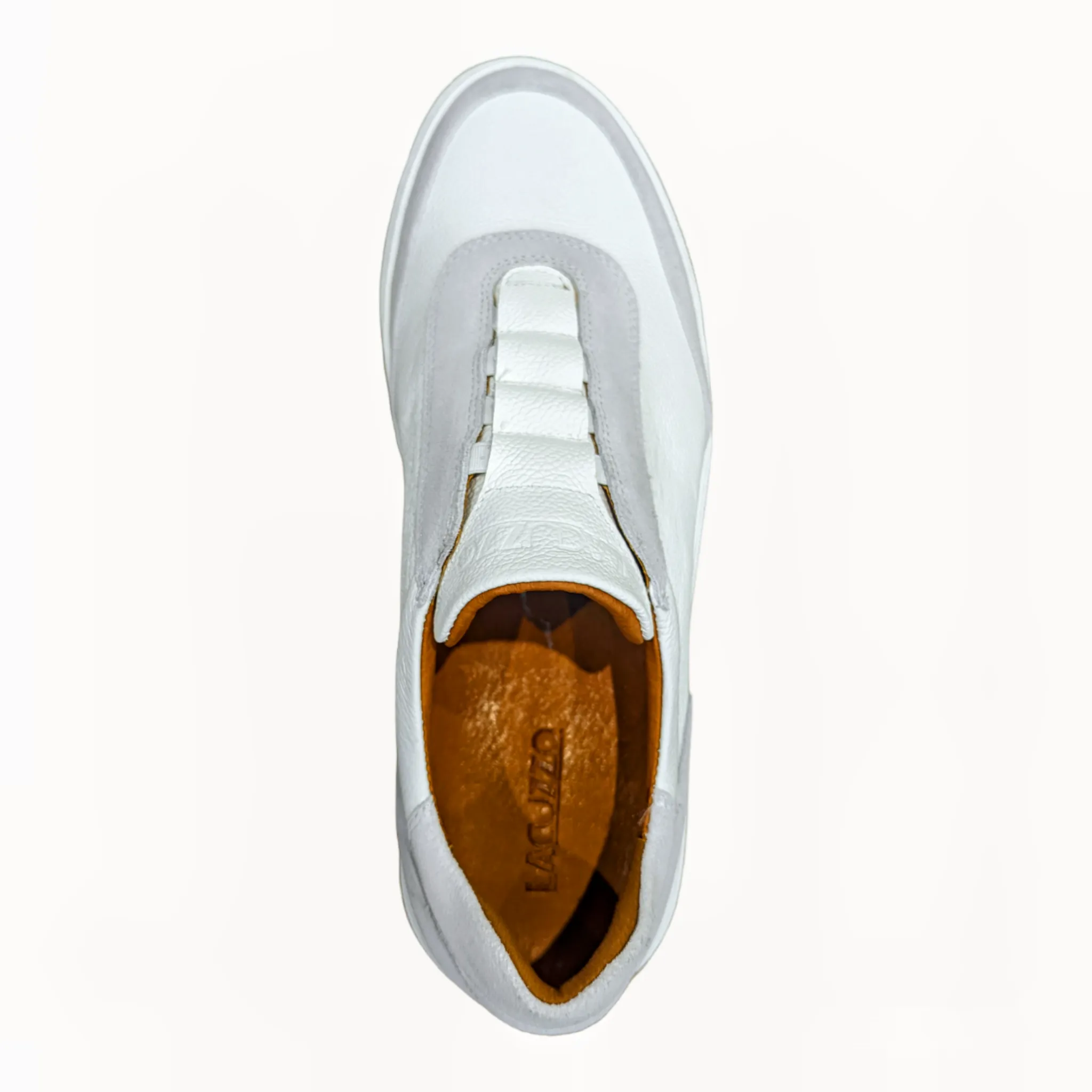 Lacuzzo Italian Leather Slip on Trainer White